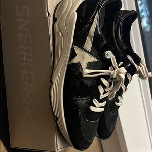 Golden Goose Mens Black and White Sneakers